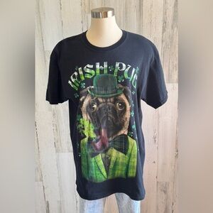 Vintage Irish Pug St.‎ Patrick’s Day Graphic T-Shirt Leprechaun hat Clover